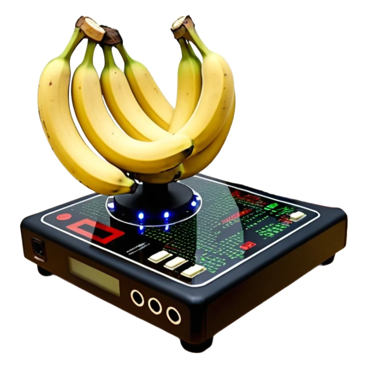 um explosivo improvisado composto por sete bananas de dinamite vermelhas presas por fita preta. O dispositivo inclui um temporizador digital de LED vermelho e uma placa de circuito com fios coloridos e um botão de ativação. Tudo está isolado sobre um fundo branco. sticker