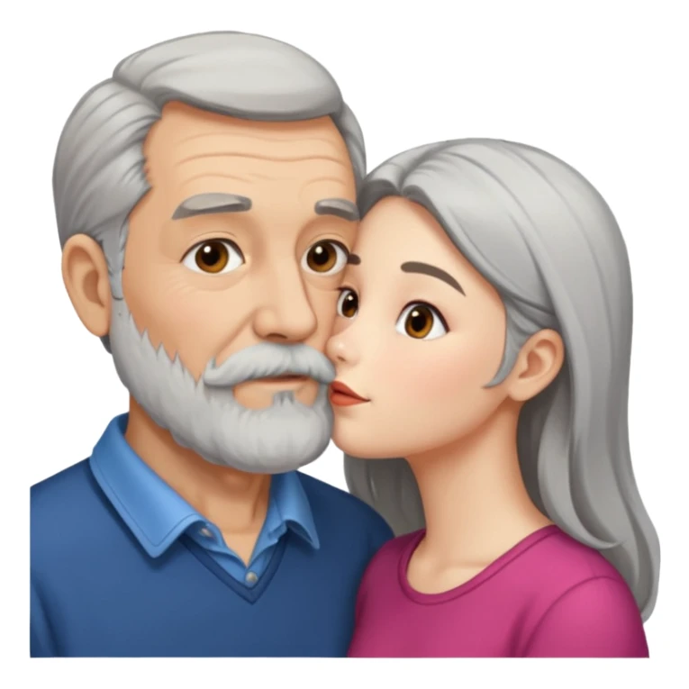 Older bearded man kissing young woman sticker