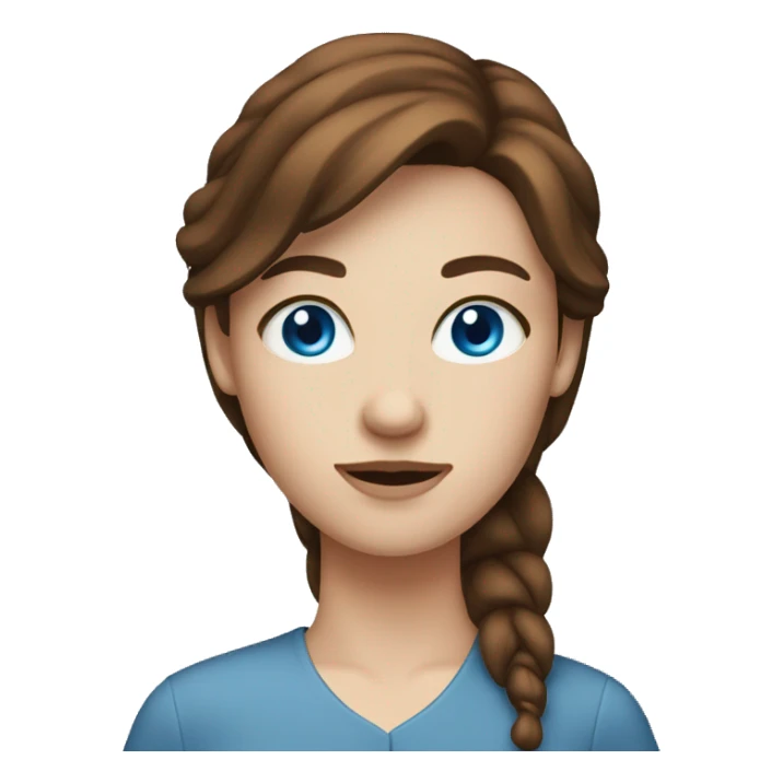 a lady with white skin blue eyes and brown hair sticker