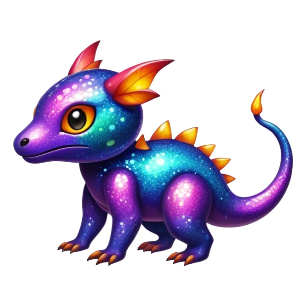 Vibrant dark dull Randomly-colored sparkly exotic Fakémon-creature sticker