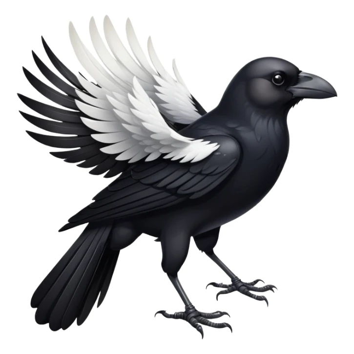 crow with black body and white breast feathers sticker