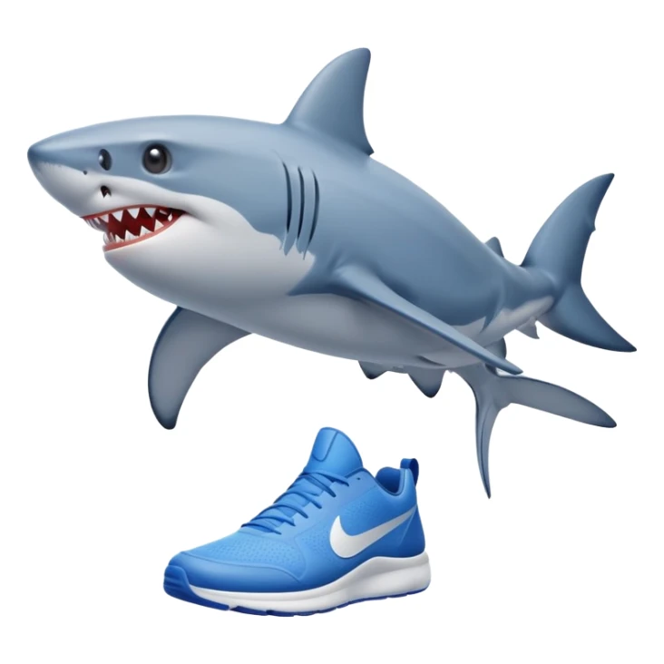 friendly shark wearing blue Nike shoes sticker