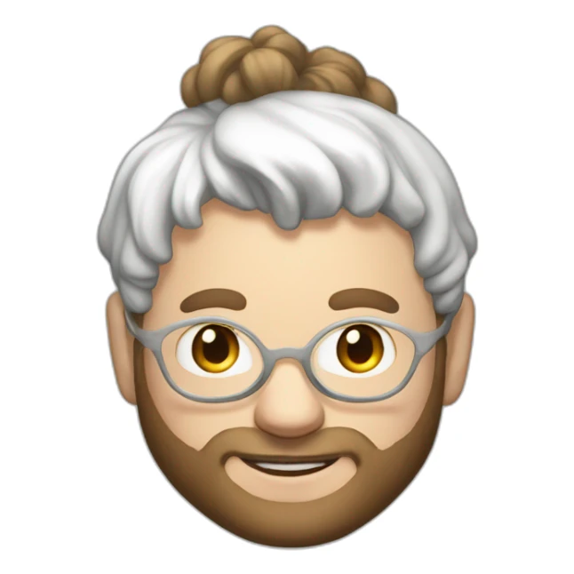 seth rogen bun hair wearing white hoodie iridescente light sticker
