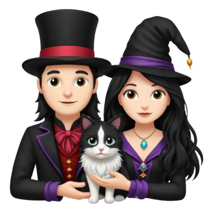 LonfGmagician couple and their pet cat sticker