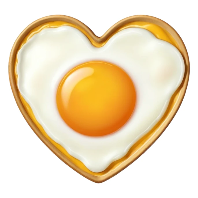 fried egg in the shape of a heart sticker