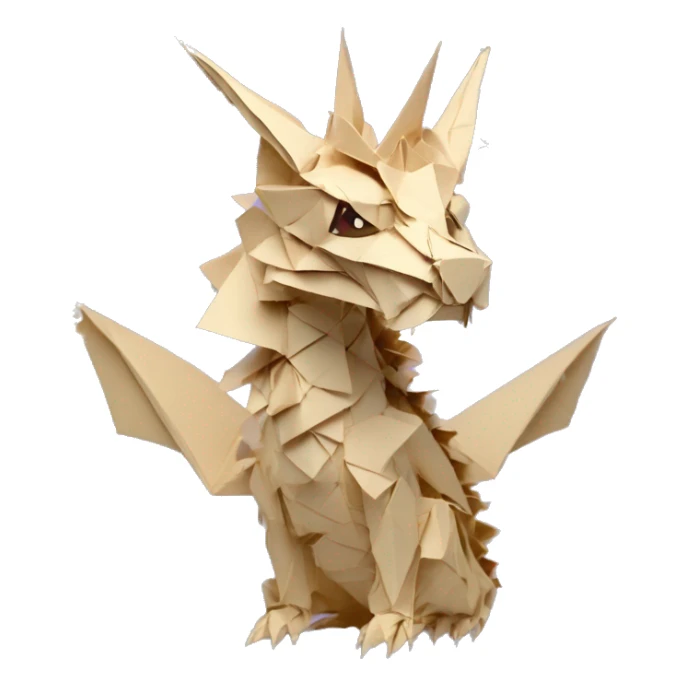 Sparkling patterned Beige Origami dragon with a dried flower crown made of newspapers intricate patterns surrounded by fairy lights nebula galaxy stars swirls sticker