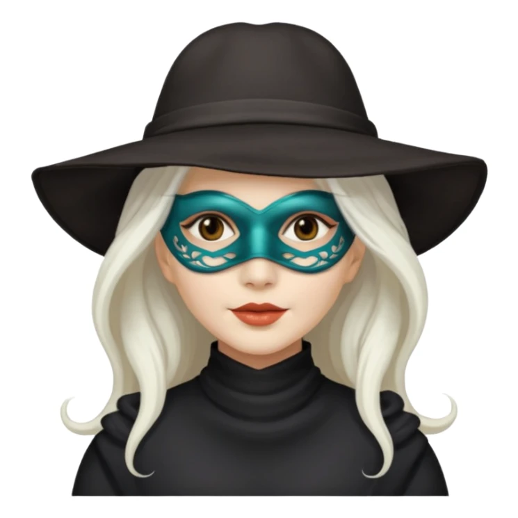 masked Women with hat long white hair  sticker