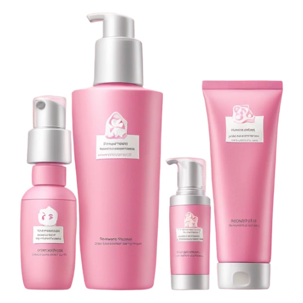 Pink set of skin care sticker