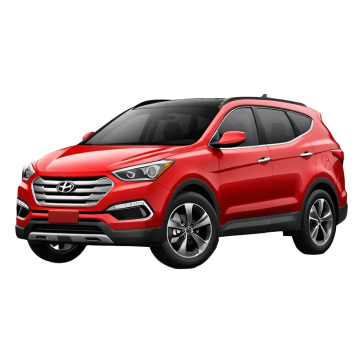 Red Hyundai Santa Fe sport suv black interior front view sticker