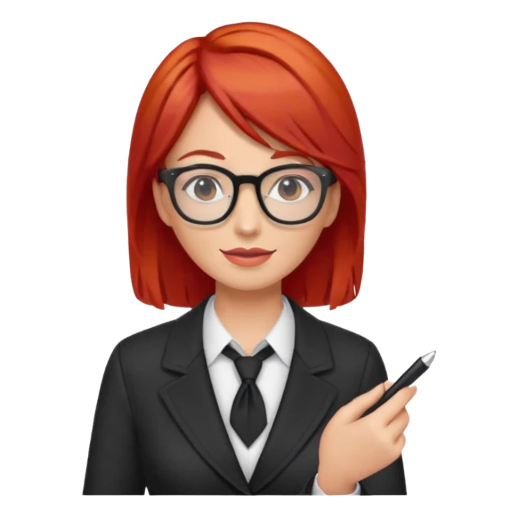 tailor woman with red hair and glasses sticker