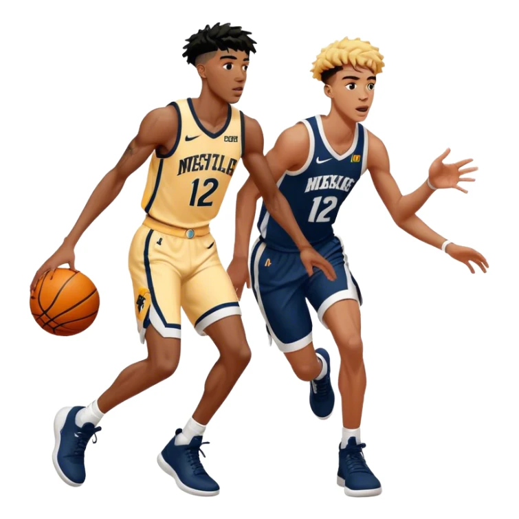 ja morant playing basketball with anthony edwards  sticker