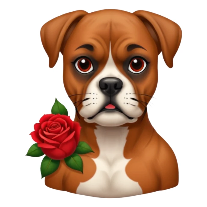boxer dog with red rose tattoo sticker