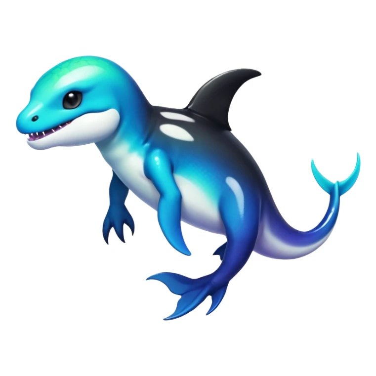 white blacks colorful gradient shiny glossy Fakémon-Digimon-orca-reptile-dragon-lizard-creature-hybrid (full body) sticker