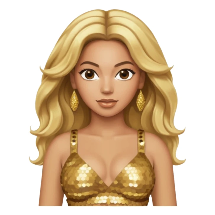 Beyonce with blonde hair, gold sequin crop top  sticker