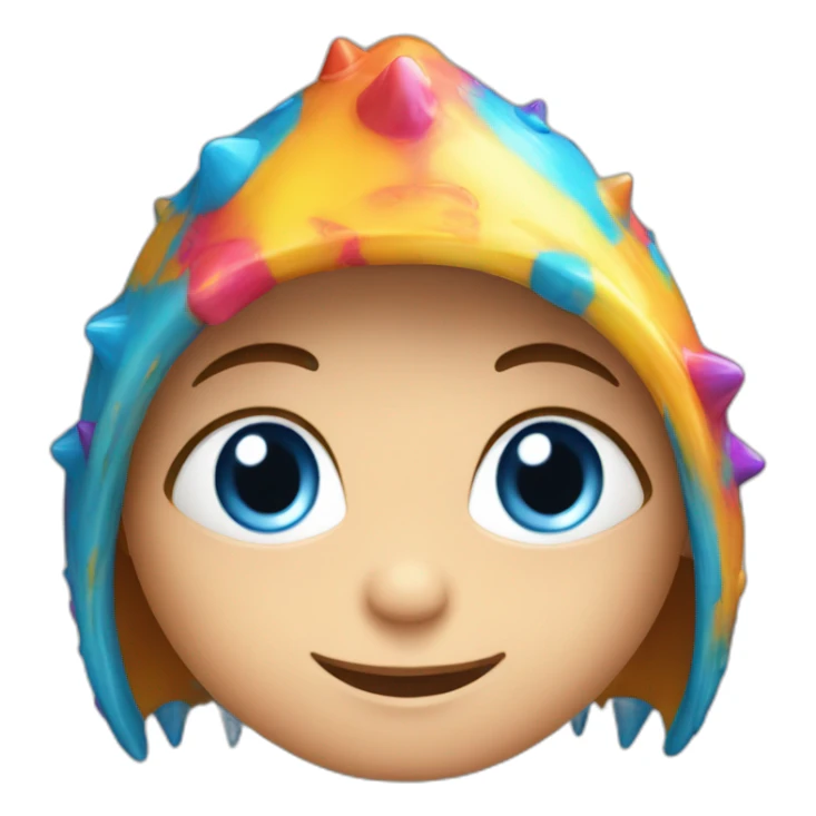 blue eyed todler with colorfull spikes hat sticker