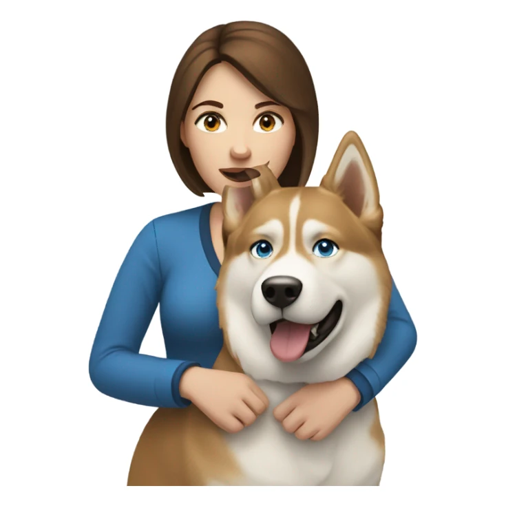 White Woman hair brown and bleus eyes and golden Husky  sticker