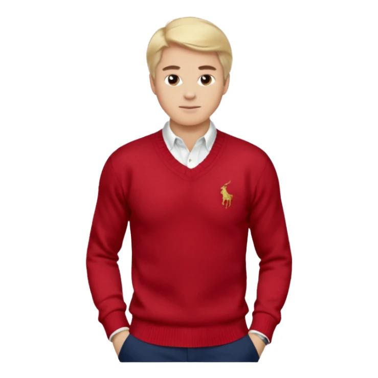 Ralph Lauren sweater, red color, v-neck, small polo logo sticker