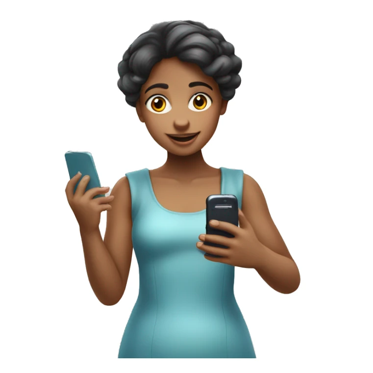 Una niña con un celular el la mano tomándose fotos  sticker