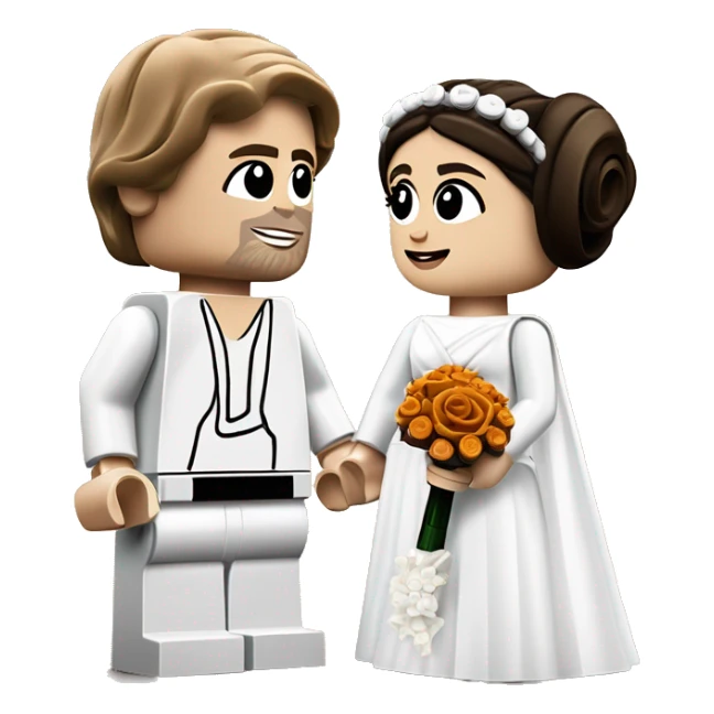 Lego Princess Leia and Anakin  Skywalker get married sticker