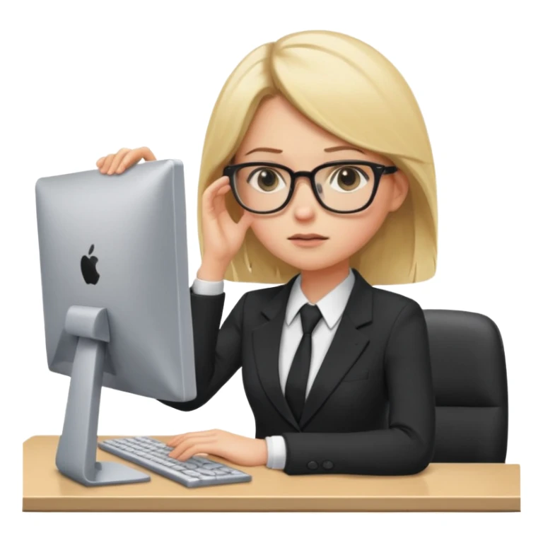 blondy girl with glasses learn analytics she is so pretty and seems like director bitch of company sticker