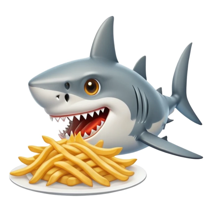 A Shark Eating French Fries sticker