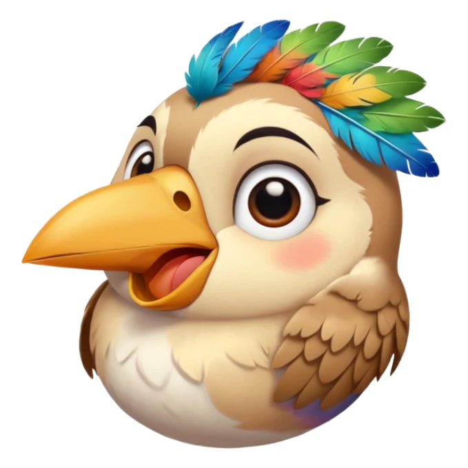 Bird singing with eyes closed and face looking upward. Cute color sticker