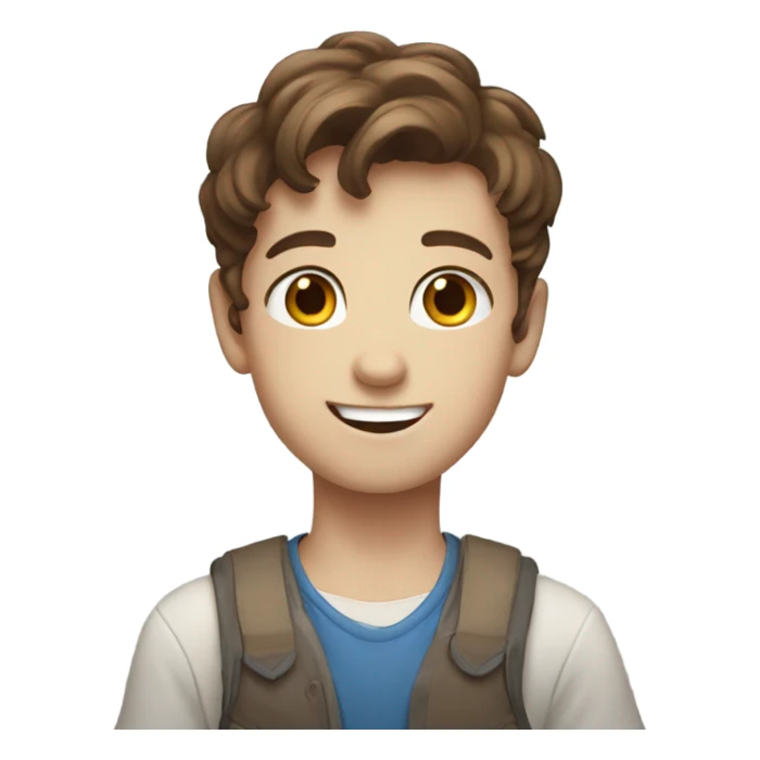 smiling boy with brown hair blue eyes  sticker
