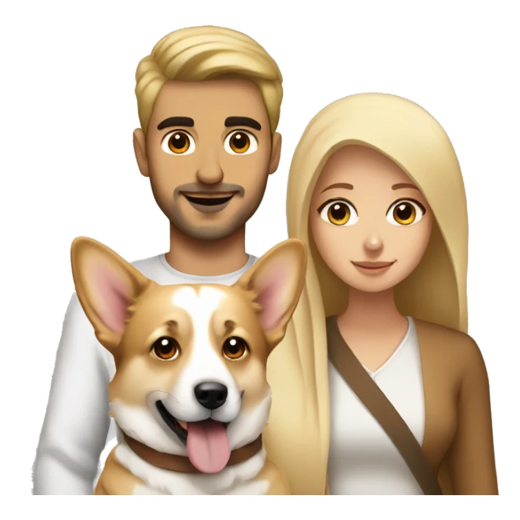 blonde girl, arab guy and corgi together sticker