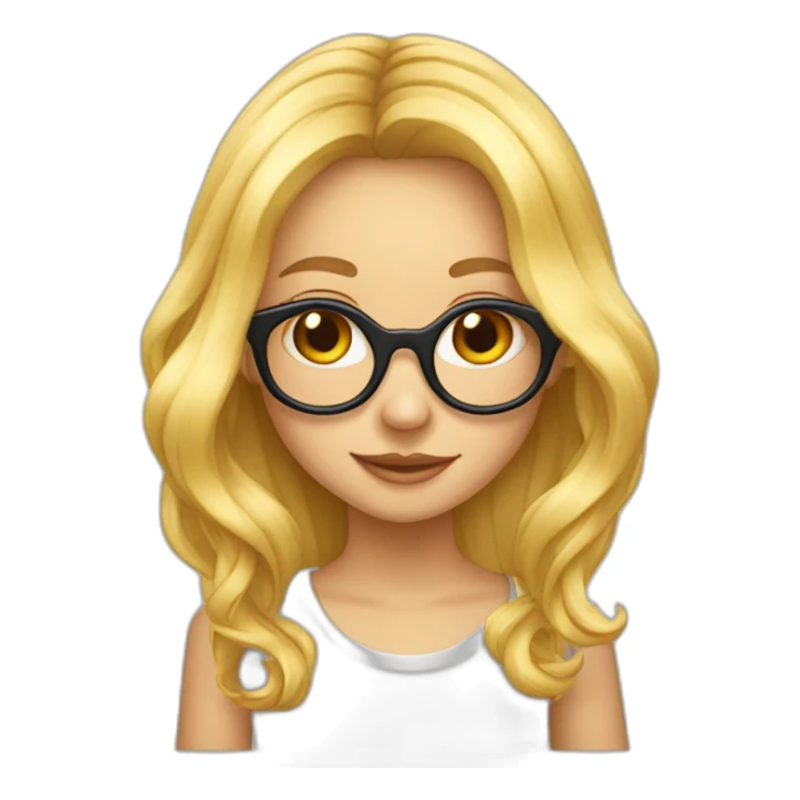 Fille blonde cheveux longs lunettes mignonne en feu sticker