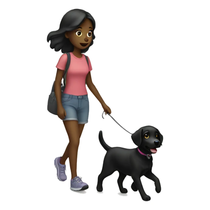 Girl walking black lab sticker