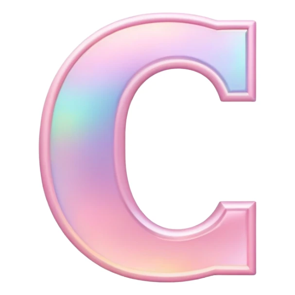 Iridescent pastel pink Font setting icon with letter C sticker