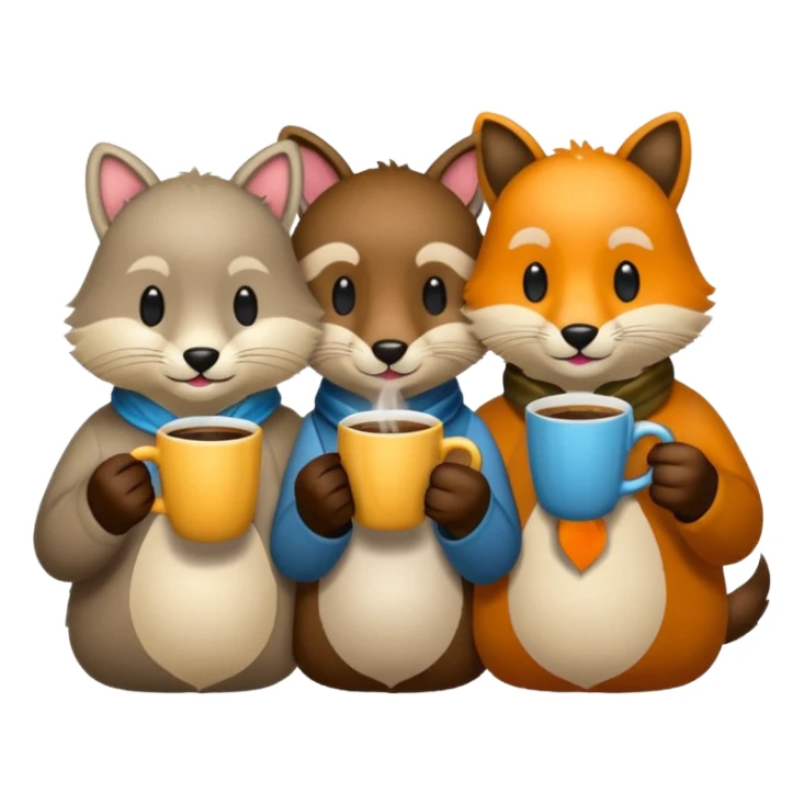 3 animaux qui prennent le café sticker