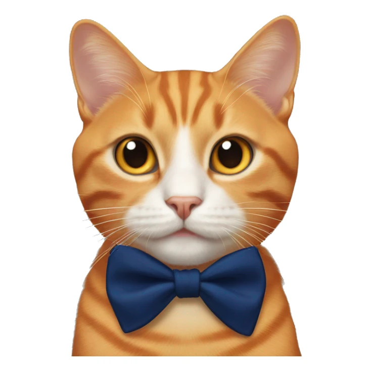 Orange cat with a navy blue bow on his neck sticker