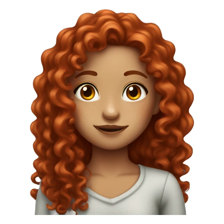 Girl with freckles and deep red long curly hair sticker