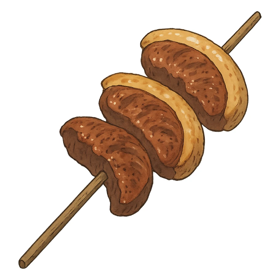 ghibli style illustration of picanha on a stick sticker