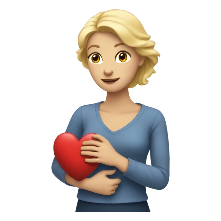 Blonde Mother holds her heart in her arm sticker