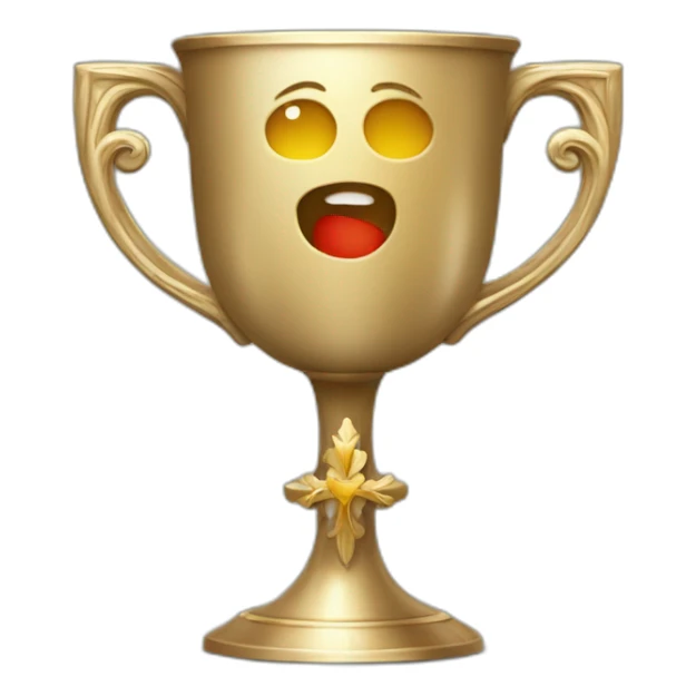 royal empty Christian cup for the winner with a cross on royal background sticker