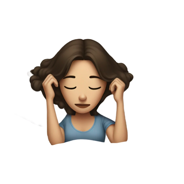 sad brunette laying in bed  sticker