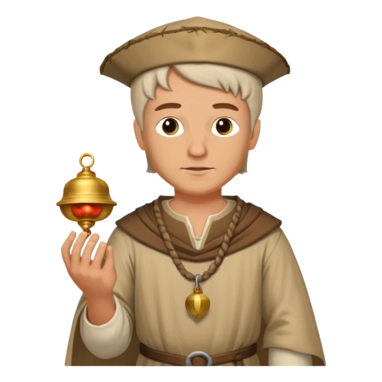 a white merchant in medieval time with a bell in his hand sticker
