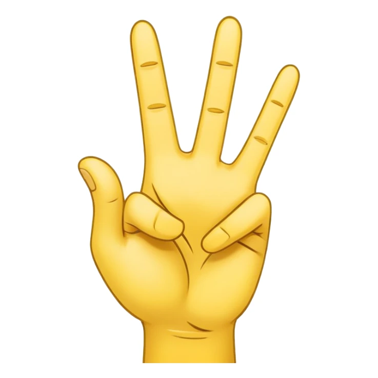 A 2D digital illustration of a yellow cartoon-style hand with the index and middle fingers crossed. The hand should be facing forward, outlined in bold black lines, with a smooth, simple, and polished emoji-style design on a plain light background sticker