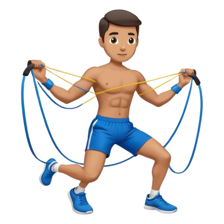 fit man with blue shorts resistance bands exercises sticker