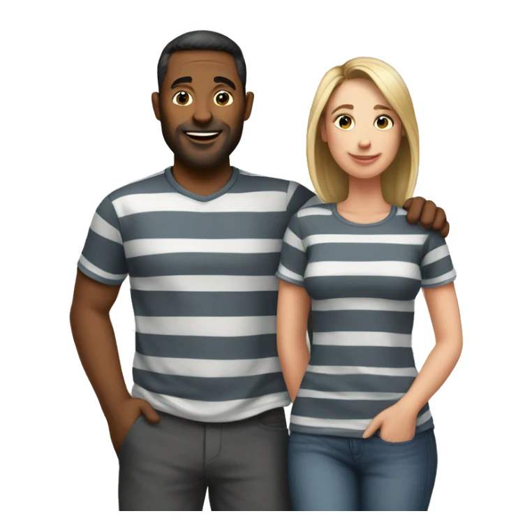 Hubby and wife in striped shirts sticker