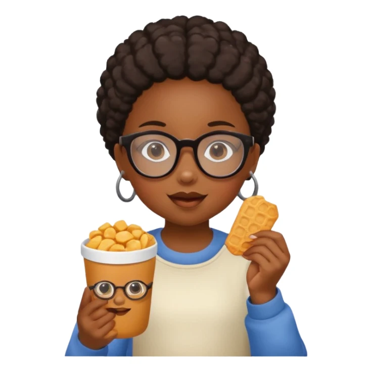 snack holding black girl kid with glasses on eyes sticker