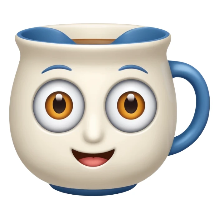 a ceramics cup with eyes and mouth sticker