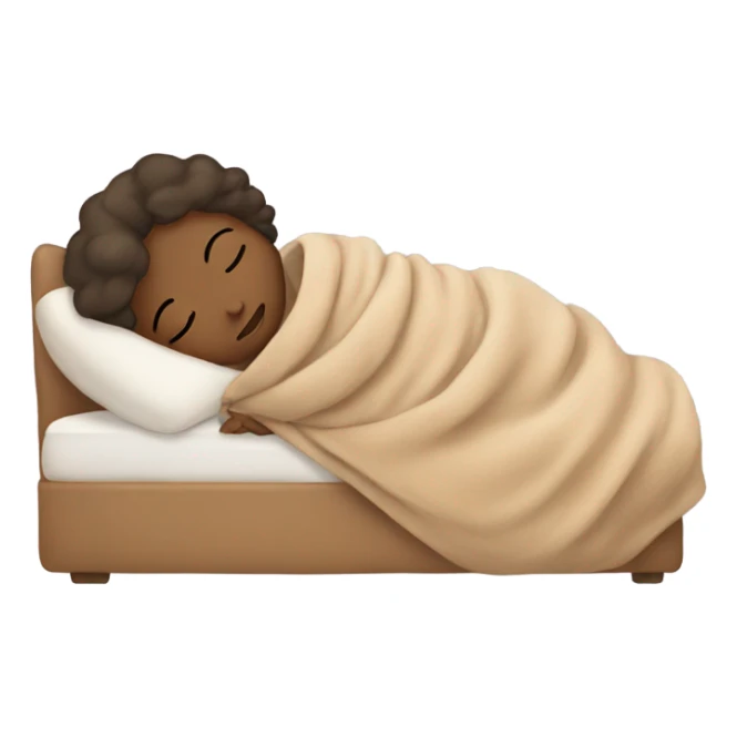 A girl sleeps in a beige blanket sticker