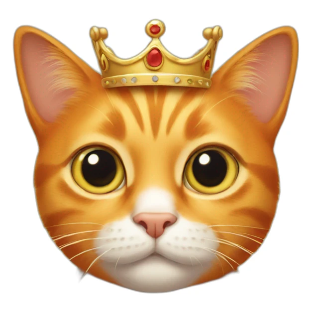Orange Cat with crown and big eyes  sticker