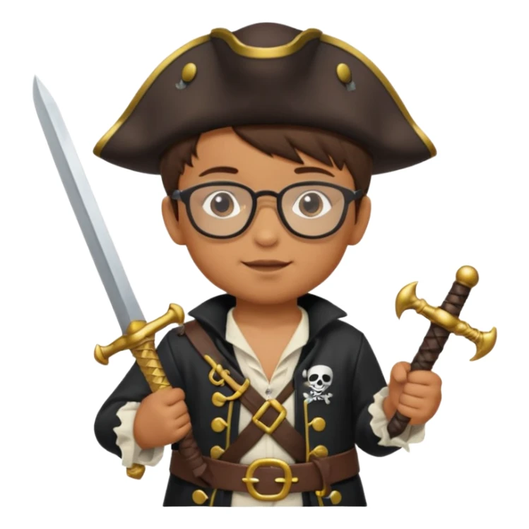 kid boy with pirate costume wearing glasses sticker