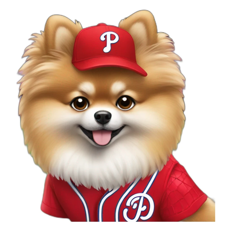 pomeranian wearing philadelphia phillies uniform sticker
