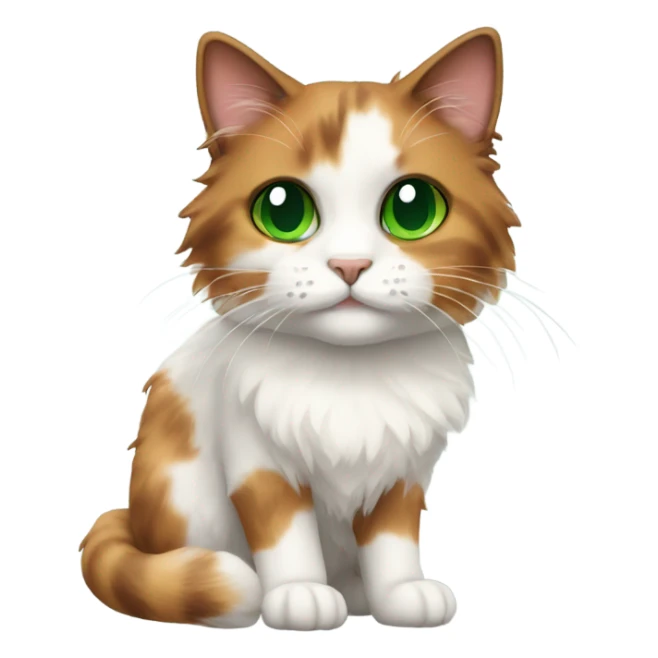 fluffy calico cat with green eyes  sticker