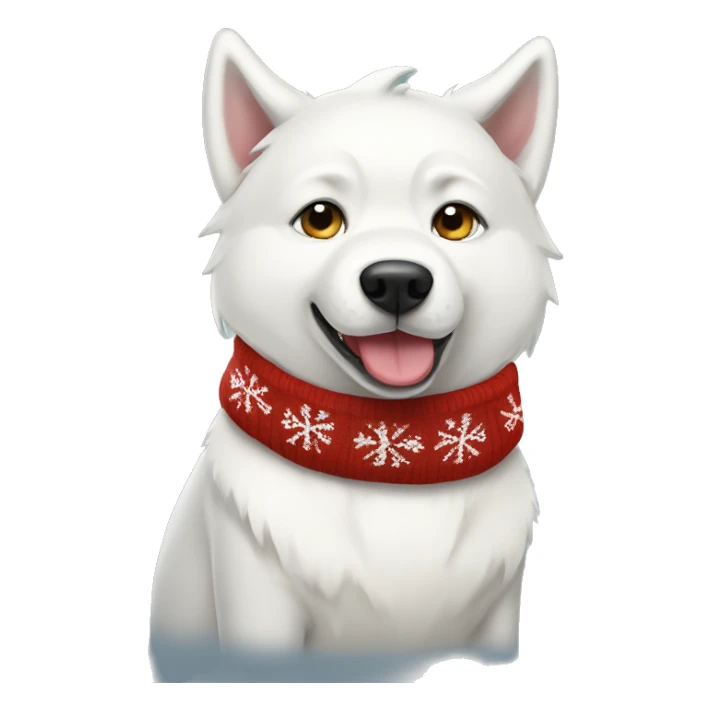 White Siberian Husky dog wearing a Christmas sweater  sticker